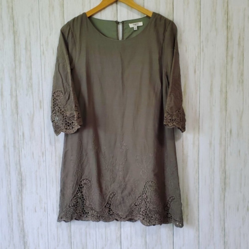 Hayden LA Lined Boho Dress Lace Embroidered Sz S